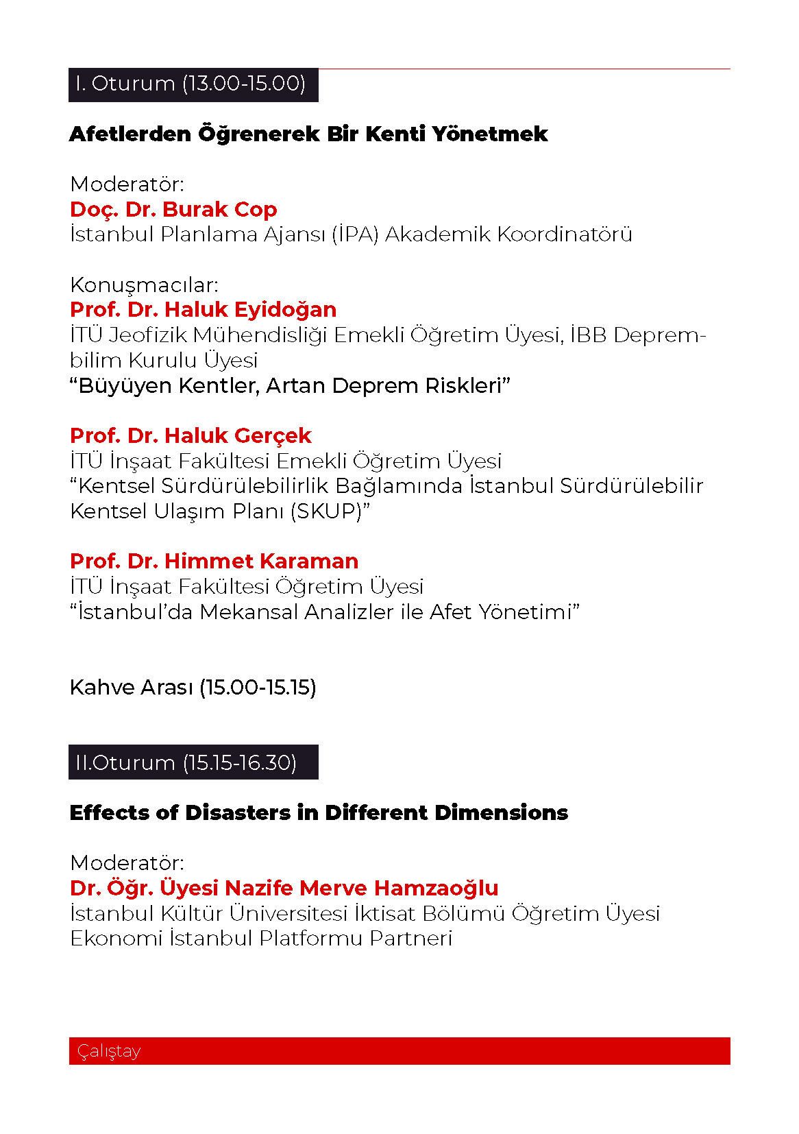 afet yönetimi ve kentsel sürdürülebilirlik çalıştayı